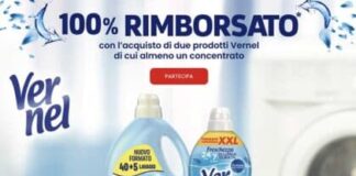 Vernel gratis, così il detersivo vi viene rimborsato e potete vincere 500€ di buono