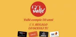 Concorso “Vallé 50anni”: ecco in palio 50 gift card da 50 euro Concorso “Vallé 50anni”: ecco in palio 50 gift card da 50 euro