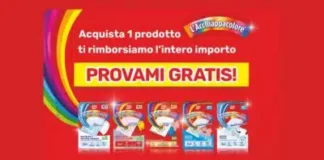 100% cashback L’Acchiappacolore rimborsa una confezione senza spese